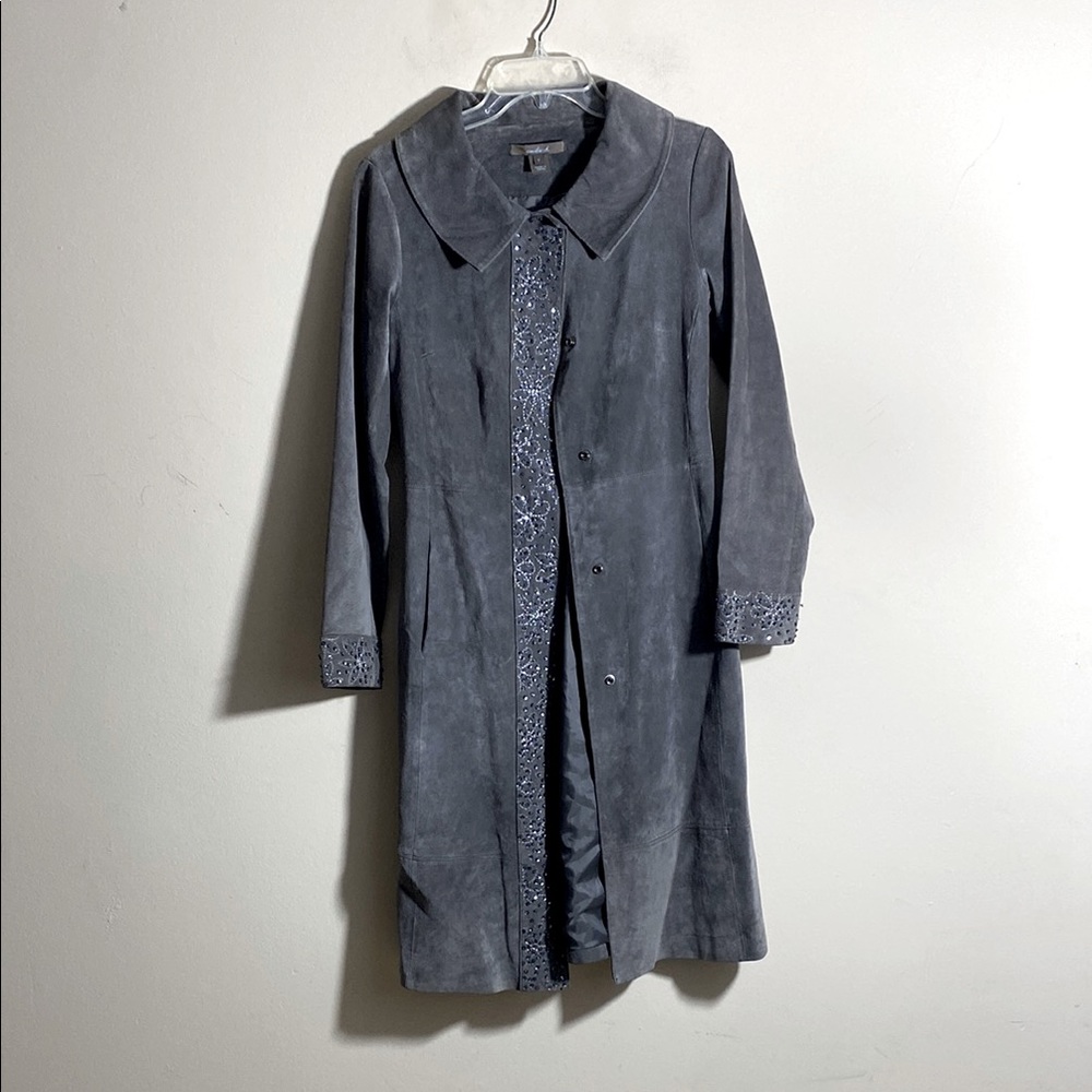 Vintage Emilie D. Charcoal Grey Suede Coat